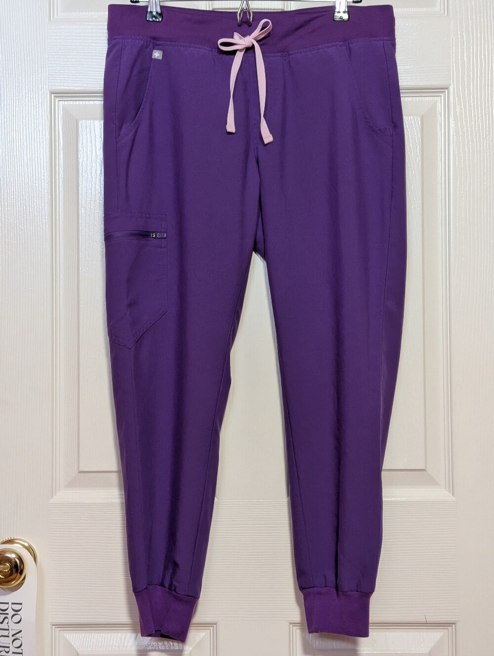Figs Purple Jogger Pants with Pink Drawstring